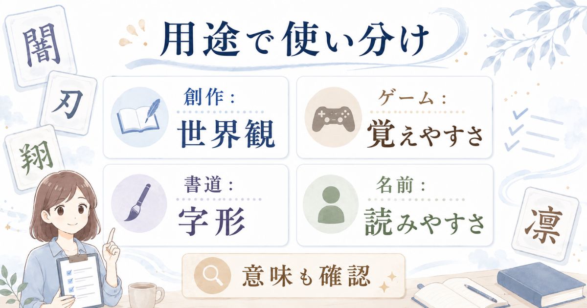 創作・ゲーム・書道・名前でかっこいい漢字を使い分けるポイント