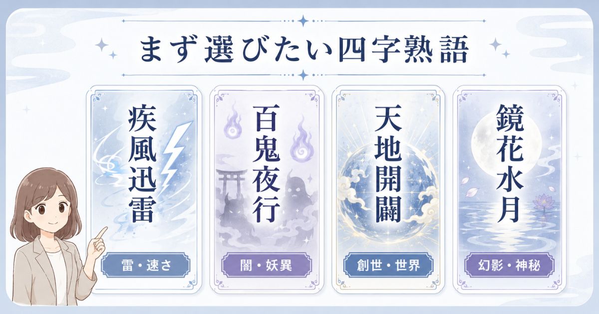 疾風迅雷や百鬼夜行など中二病風の四字熟語を印象別に紹介