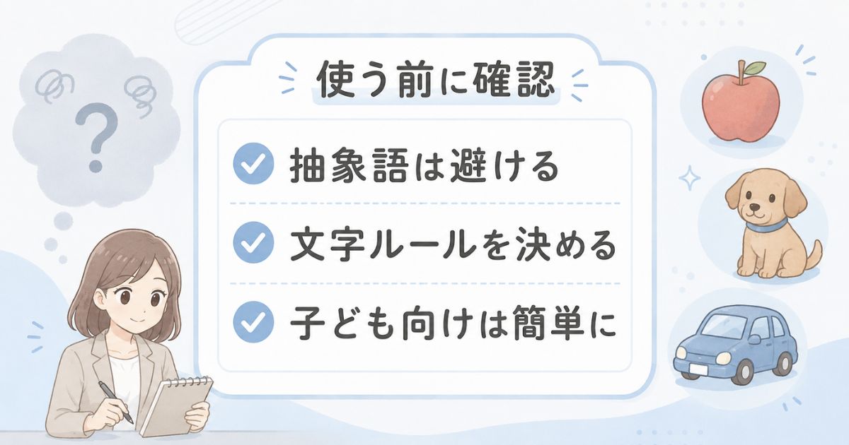 絵しりとりで避けた方がいい抽象語や事前に確認したいルールの要点