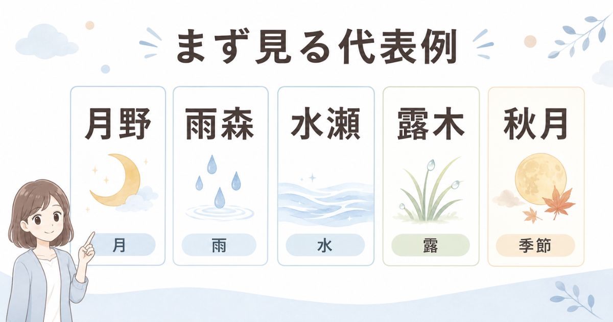 月野・雨森・水瀬・露木・秋月など儚い苗字の代表例
