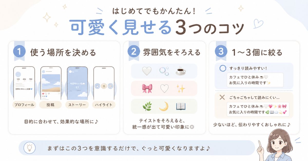 インスタで絵文字を可愛く見せるための3つの基本ポイント