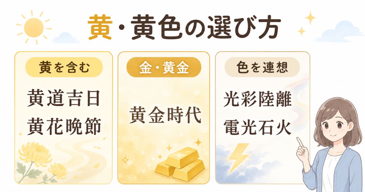黄を含む言葉・黄金の言葉・黄色を連想する言葉の比較