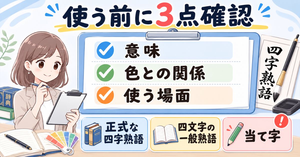 四字熟語を使う前に意味・色との関係・用途を確認する手順