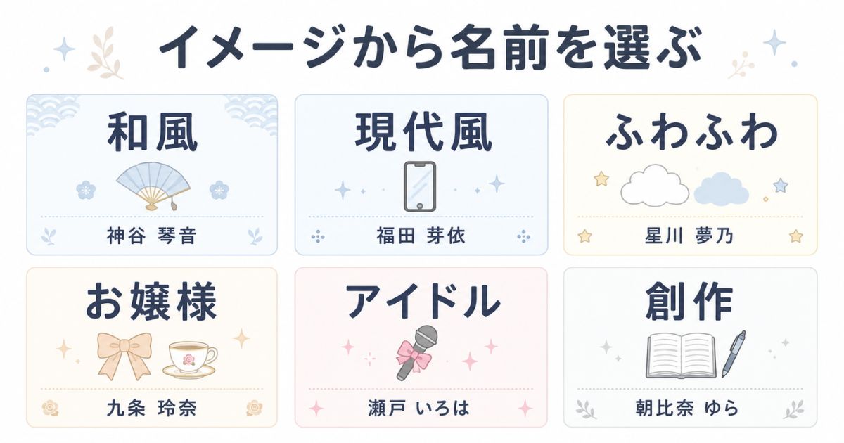 和風・現代風・ふわふわ・お嬢様・アイドル・創作に分けた可愛いフルネームの分類