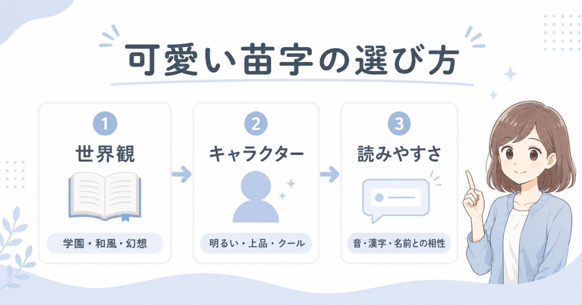 世界観・キャラクター・読みやすさから可愛い苗字を選ぶ手順