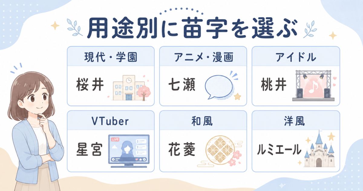現代・学園・アイドル・VTuber・和風・洋風に分類した可愛い苗字