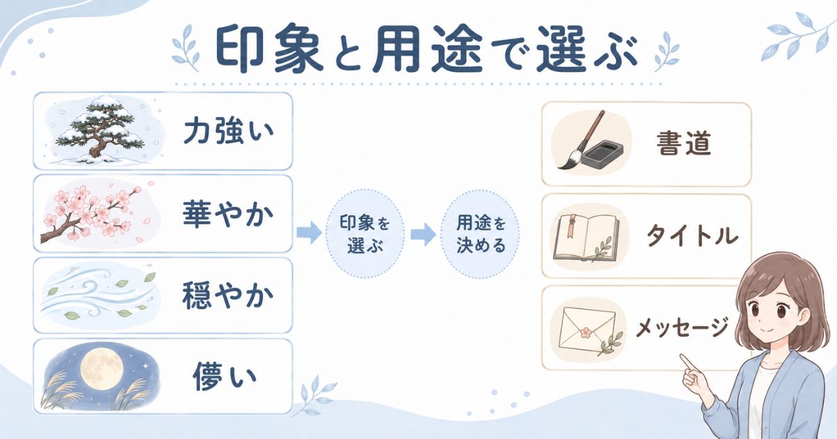 季節の四字熟語を印象と用途から選ぶ比較図
