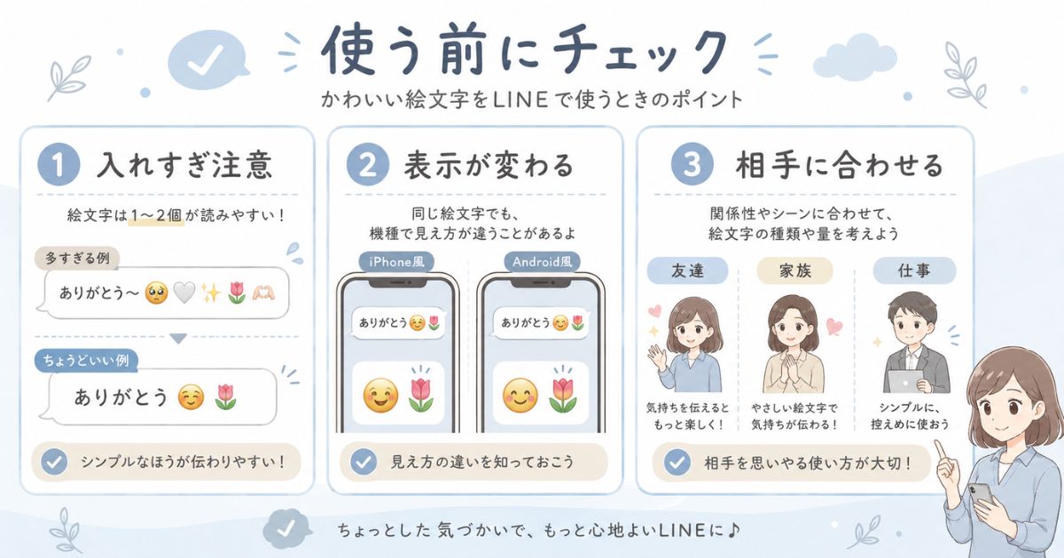 絵文字の入れすぎ・端末による表示差・相手別の使い分けの注意点