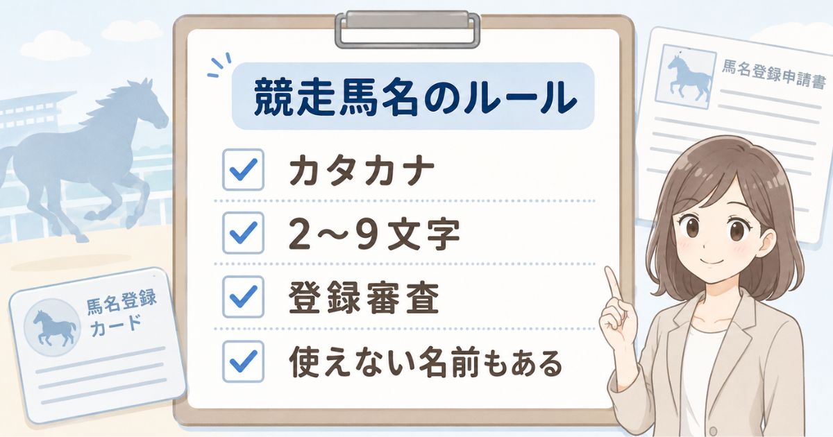 カタカナ表記や文字数、登録審査など競走馬名の基本ルール