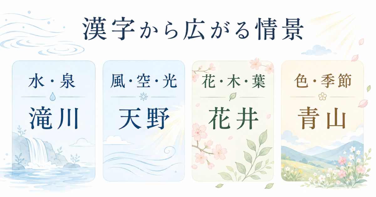水・風・花・季節など漢字から連想する綺麗な苗字の分類