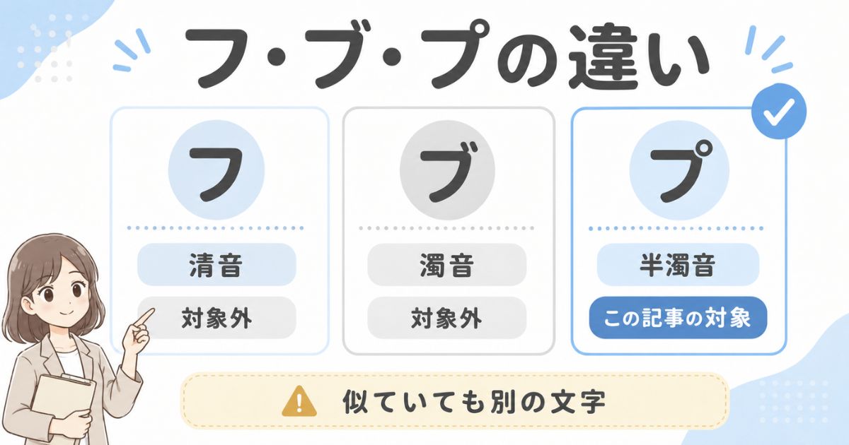清音のフ・濁音のブ・半濁音のプの違いと記事の対象