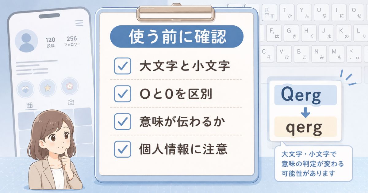 大文字と小文字や英字と数字の区別など恋愛記号を使う際の注意点