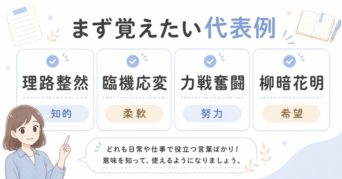 理路整然や臨機応変など、まず覚えたい四字熟語の代表例