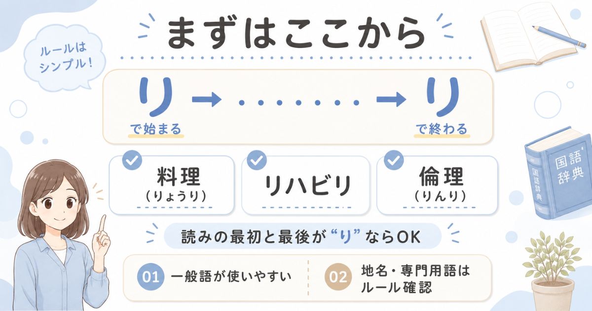 読みの最初と最後がりになる言葉の基本ルールと代表例を示した図解