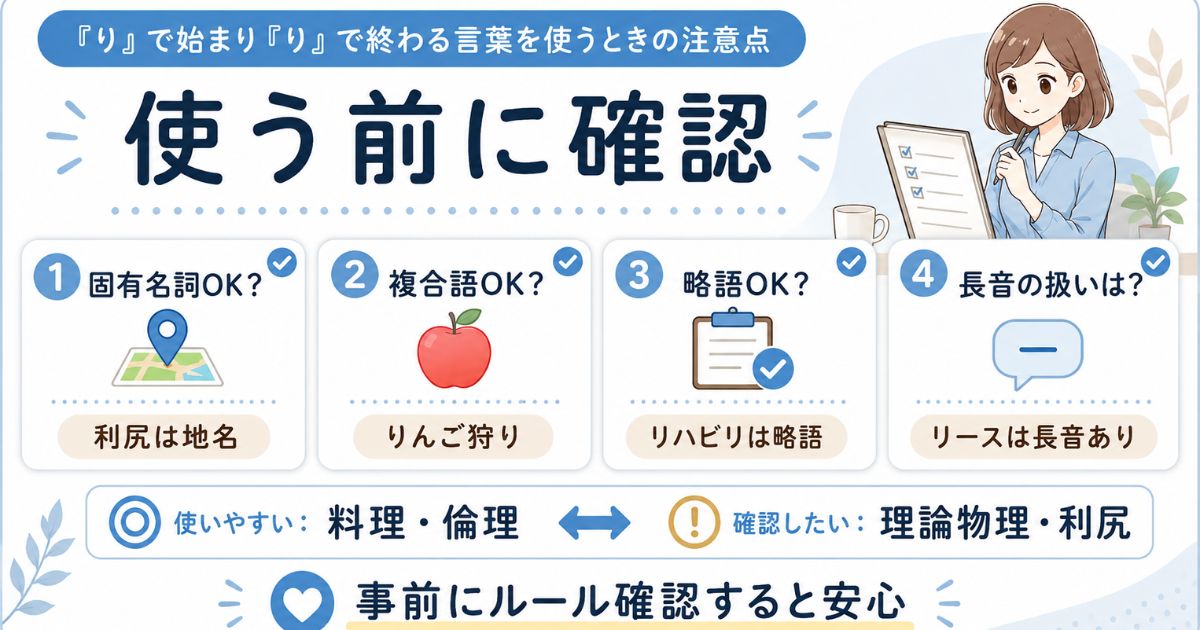 固有名詞や略語や長音などり返しの言葉を使う前に確認したい注意点をまとめた図解