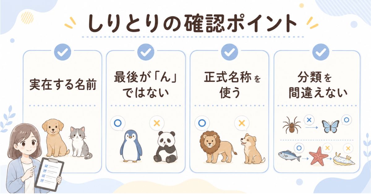 しりとりで動物名を使う際の正式名称や分類の確認ポイント