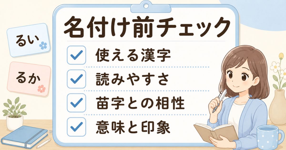 使用できる漢字や読みやすさなど名付け前の確認項目