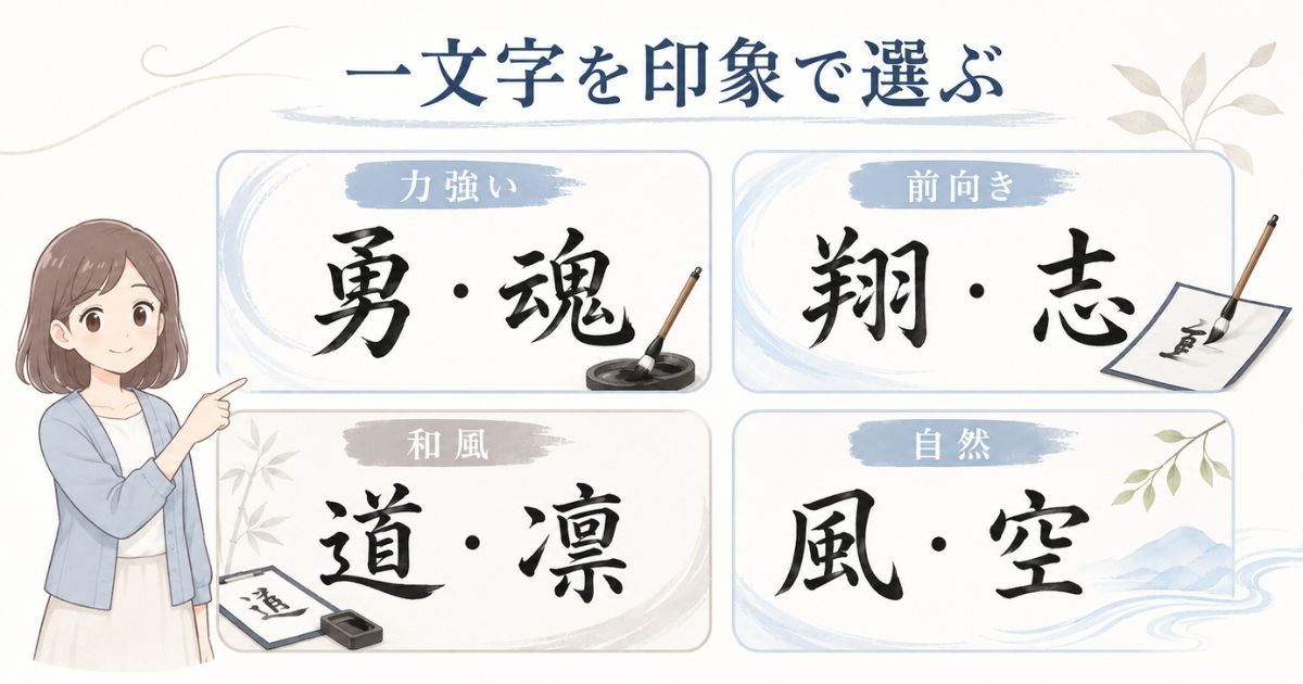 書道で映える漢字一文字を力強い・前向き・和風・自然に分類した一覧