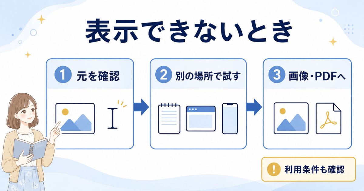 そしじが表示されないときに確認する手順と画像・PDFへの切り替え
