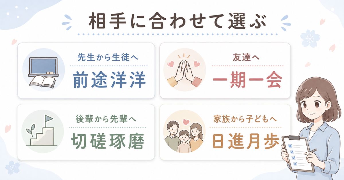 先生・友達・先輩・家族など相手別に適した卒業の四字熟語