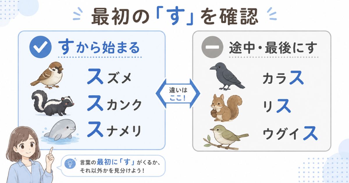 「すから始まる動物」と途中や最後に「す」がつく動物の違い