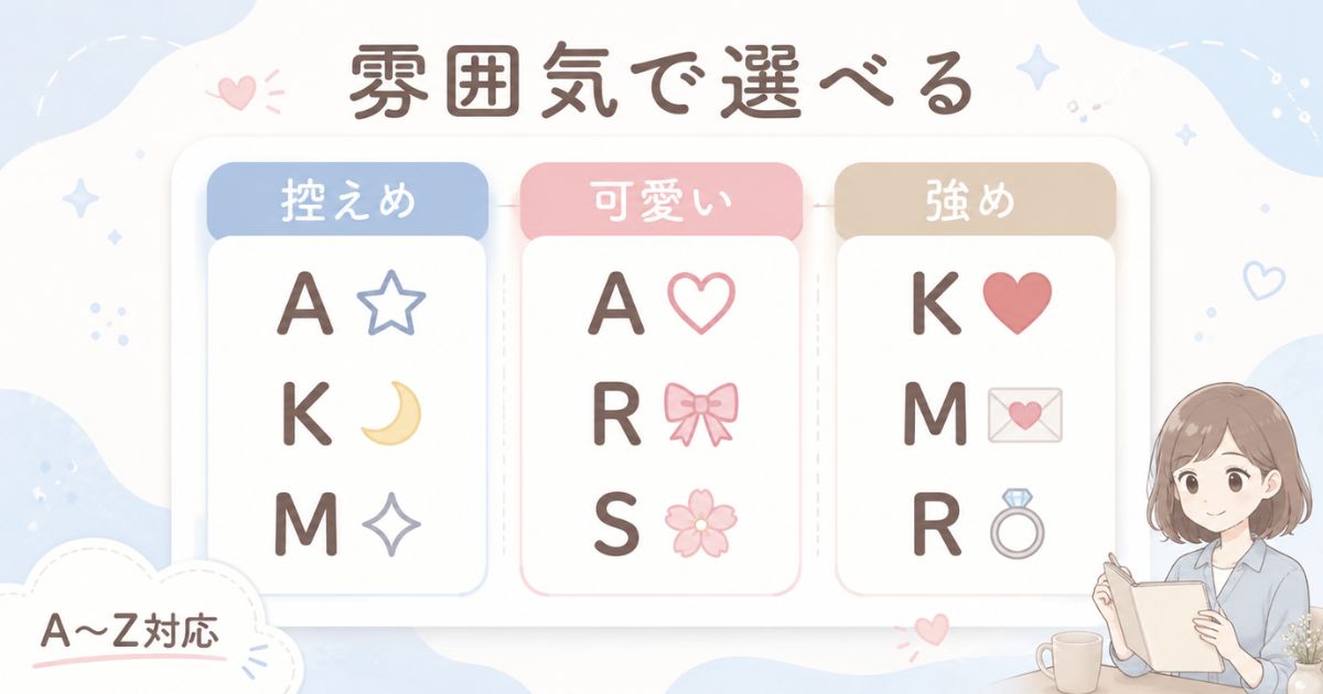 A〜Zのイニシャル絵文字を控えめ・可愛い・匂わせ強めで選ぶ一覧