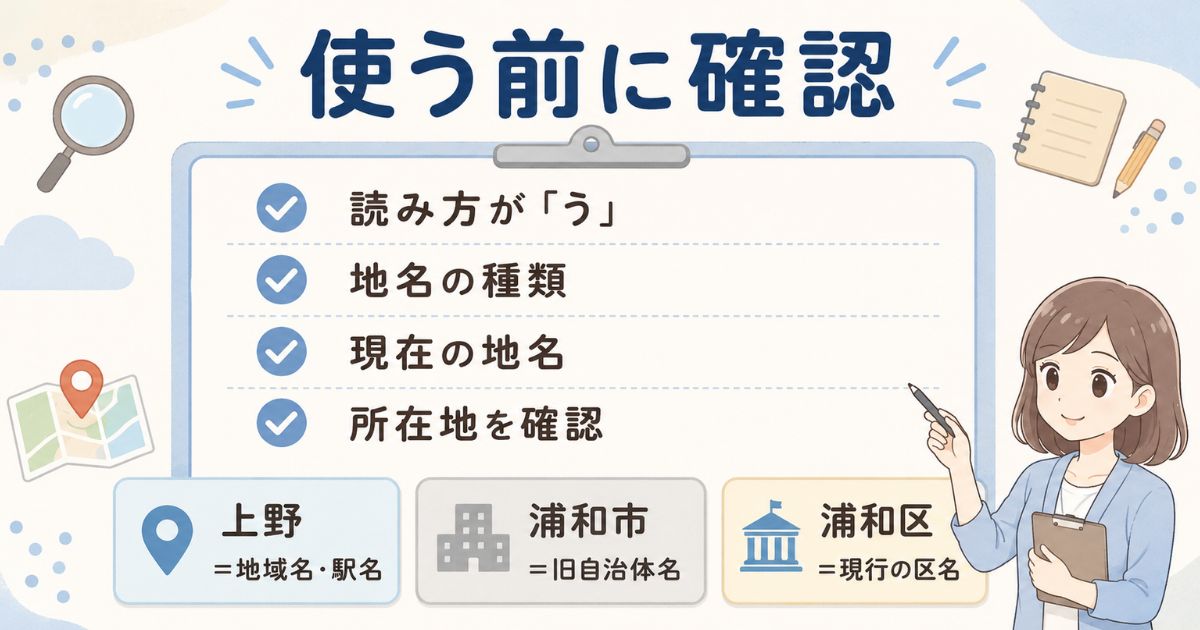 読み方・地名の種類・現行地名・所在地を確認するチェック図解