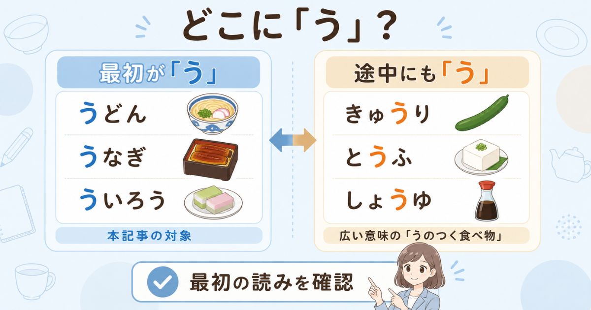 最初が「う」の食べ物と途中や最後に「う」がつく食べ物の違い