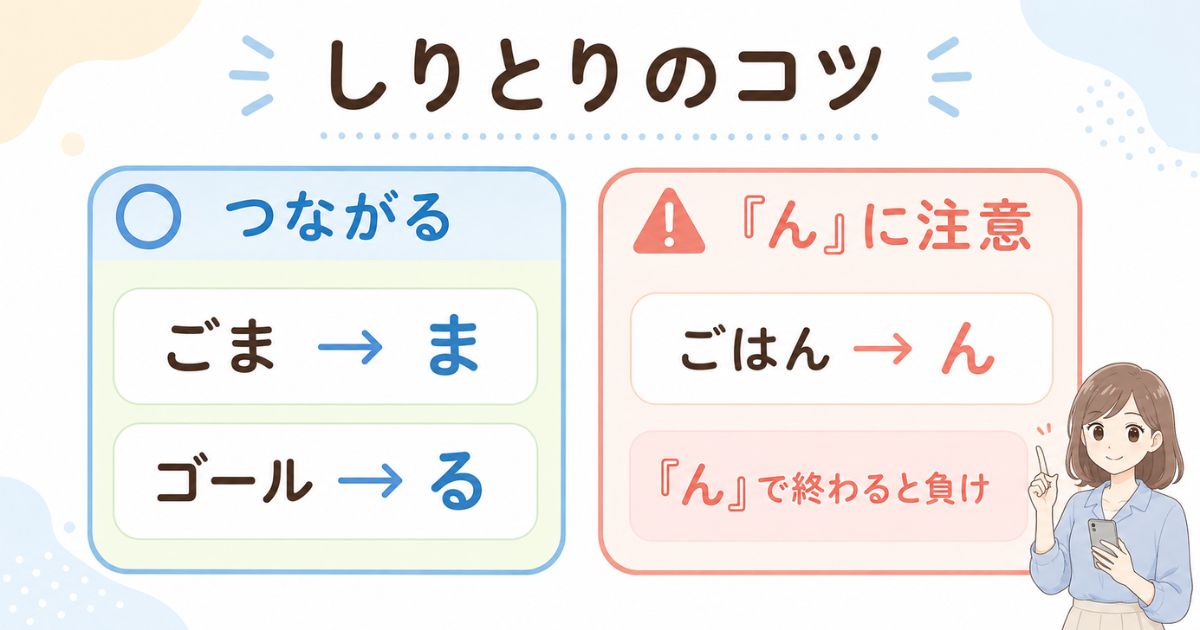 ごま・ゴールのつなぎ方と「ん」で終わるごはんの注意点