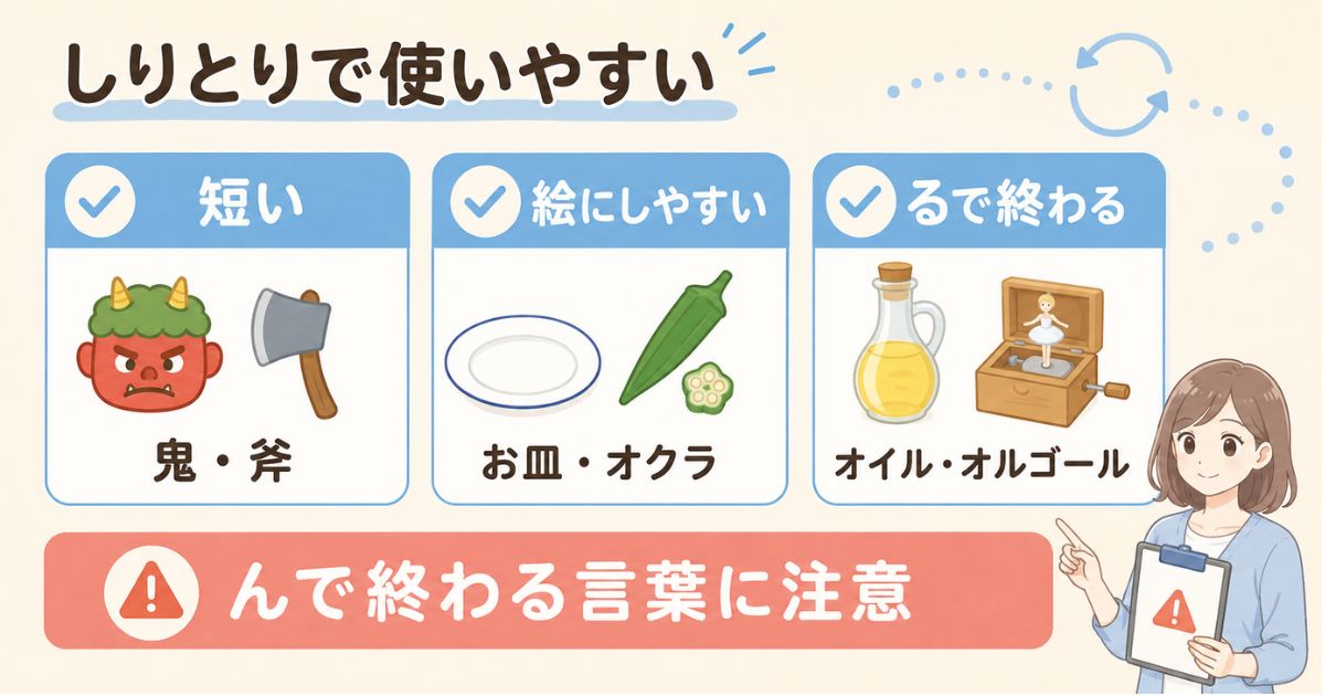 しりとりで使いやすい短い言葉と「る」「ん」で終わる言葉の選び方