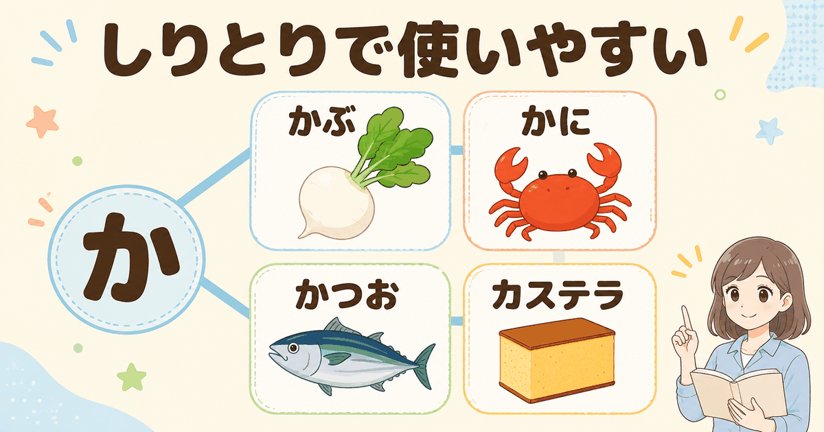 しりとりで使いやすいかから始まる食べ物のかぶ、かに、かつお、カステラ
