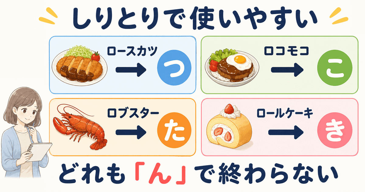 しりとりで使いやすいろから始まる食べ物と最後の文字